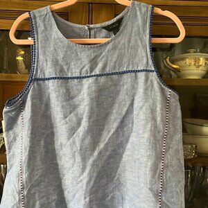 J Crew Chambray Tank Top with PomPom detail Sz 10 Adorable Top!
